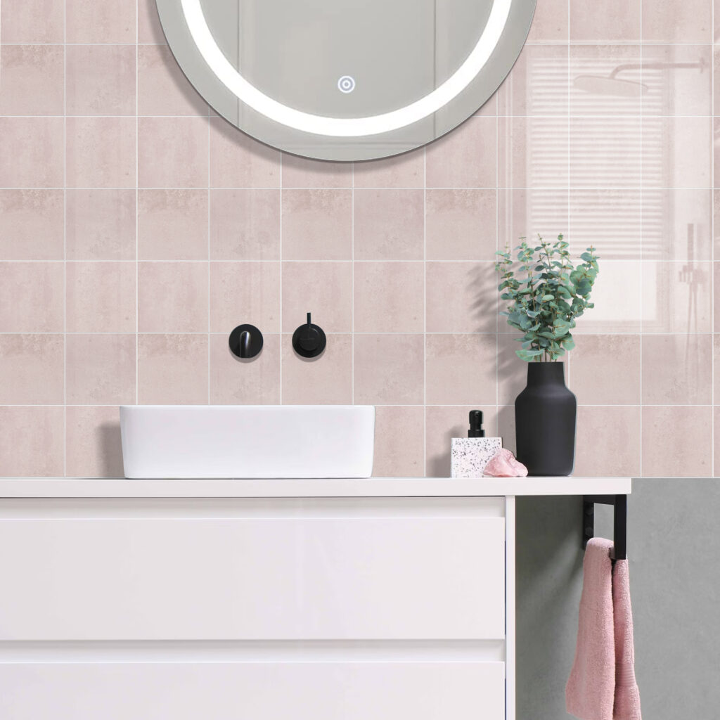 rosa mosaik klebefliesen