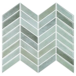 Fliesenaufkleber mintgrün im Chevron-Muster mit glänzender 3D-Optik