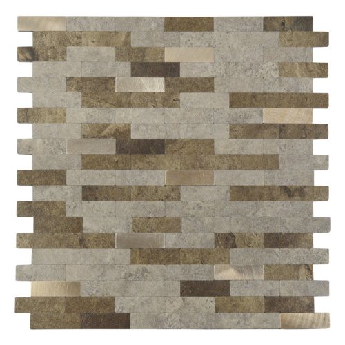 Klebefliesen Steinoptik braun mit Bronzestreifen