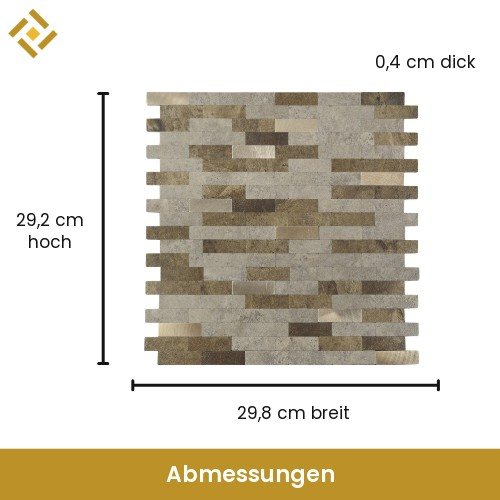 Klebefliesen Steinoptik braun Maße: 29,2 cm hoch, 29,8 cm breit, 0,4 cm dick