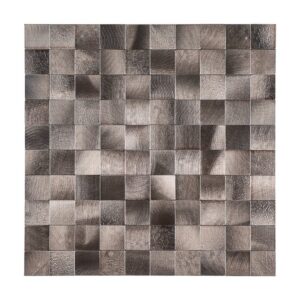 Metallmosaik Bronze, quadratische Mosaikfliese aus gebürstetem Aluminium