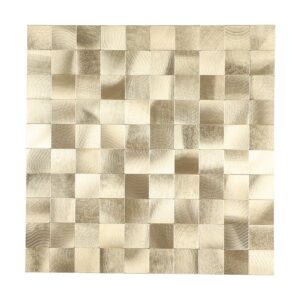 Metallmosaik Gold, quadratische Mosaikfliese aus gebürstetem Aluminium