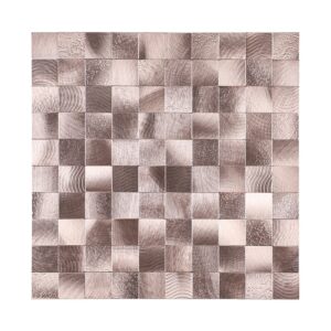 Metallmosaik Roségold, quadratische Mosaikfliese aus gebürstetem Aluminium