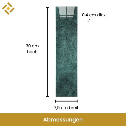Petrol Fliesen Maße: 30 cm hoch, 7,5 cm breit, 0,4 cm dick