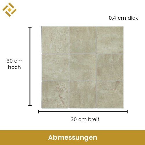 Wandfliesen sandfarben Maße: 30 cm hoch, 30 cm breit, 0,4 cm dick