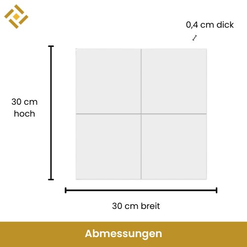 Wandfliesen weiß Maße: 30 cm hoch, 30 cm breit, 0,4 cm dick
